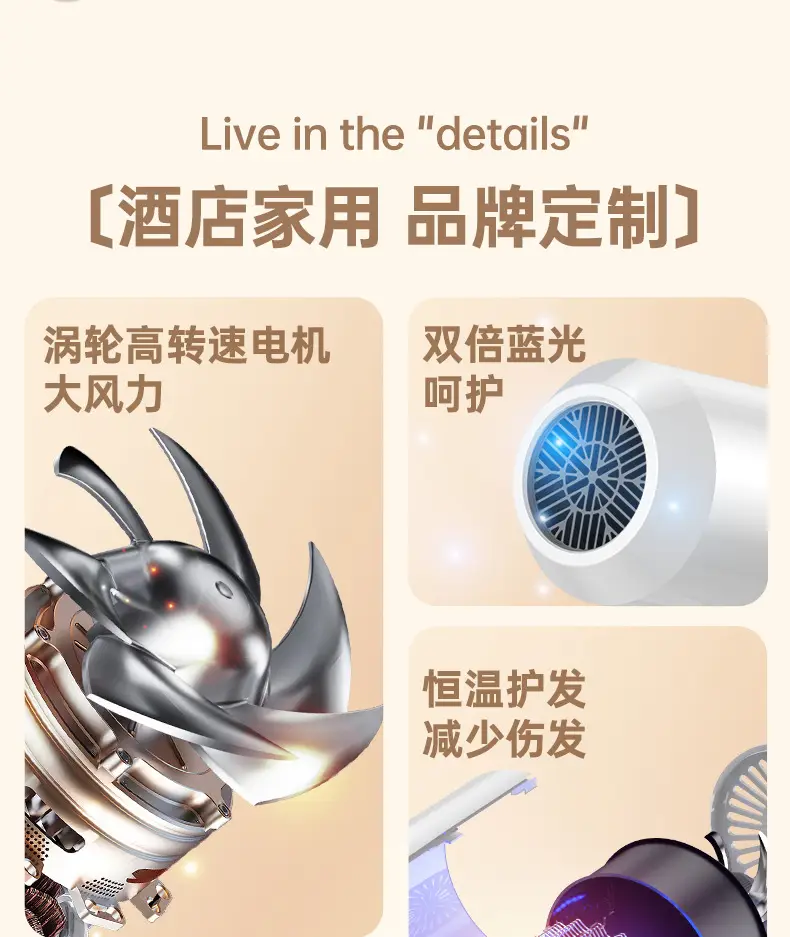 Cross-Border Hair Dryer with Hot Cold Punch for Home Hotel Use — feature 7