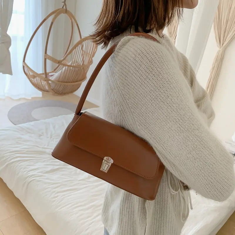 Fairy Gentle Style Small Brown Leather Handbag - Image 6