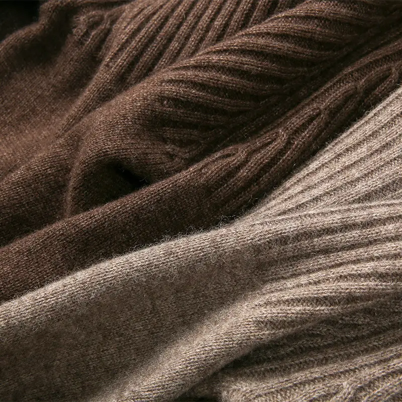 Women Wool Knit Turtleneck Sweater Grey 2023 - Image 9