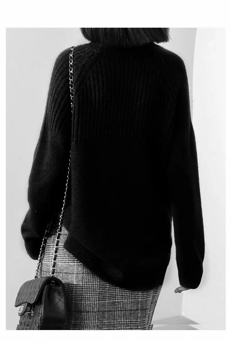 Women Wool Knit Turtleneck Sweater Grey 2023 — feature 13