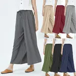 Dark Blue Brushed Suspender Casual Pants for Women — feature 14