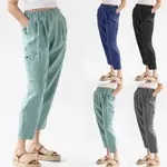 Dark Blue Brushed Suspender Casual Pants for Women — feature 2
