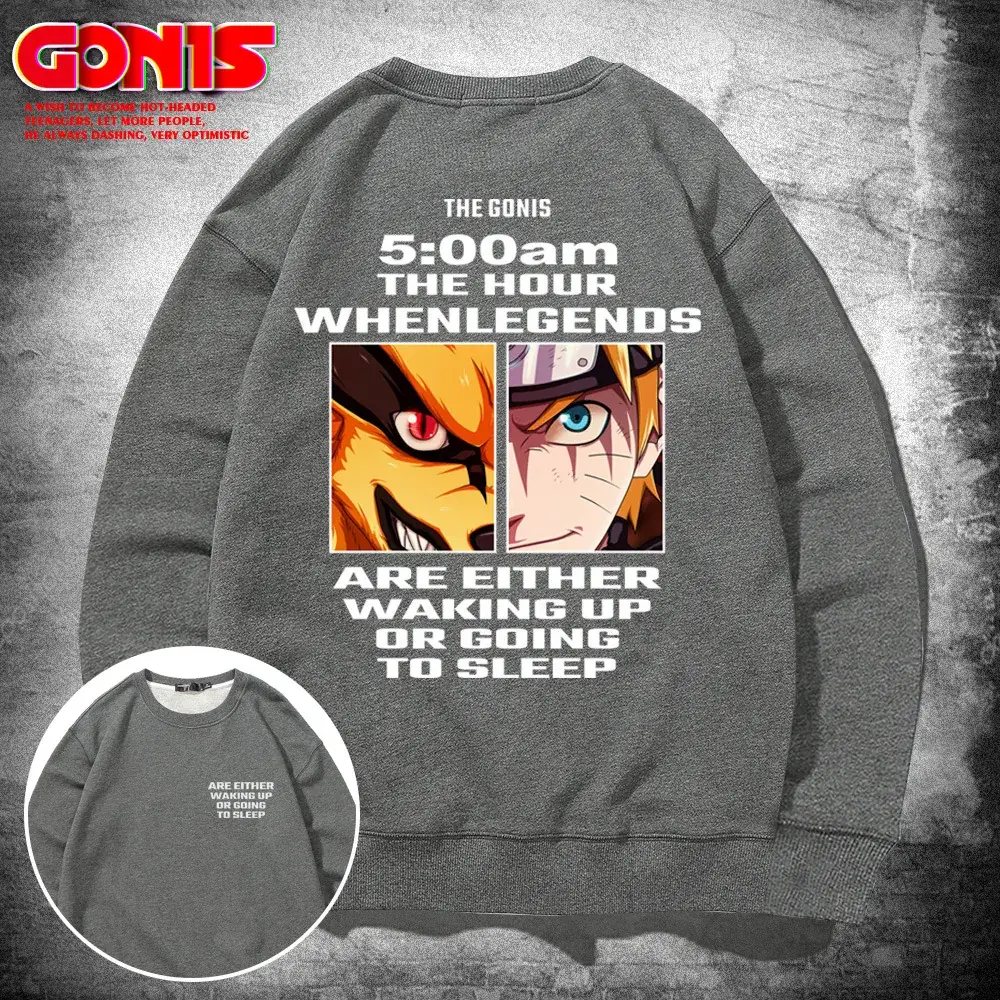 Naruto Anime Crewneck Sweatshirt Black Spring Autumn - Image 8