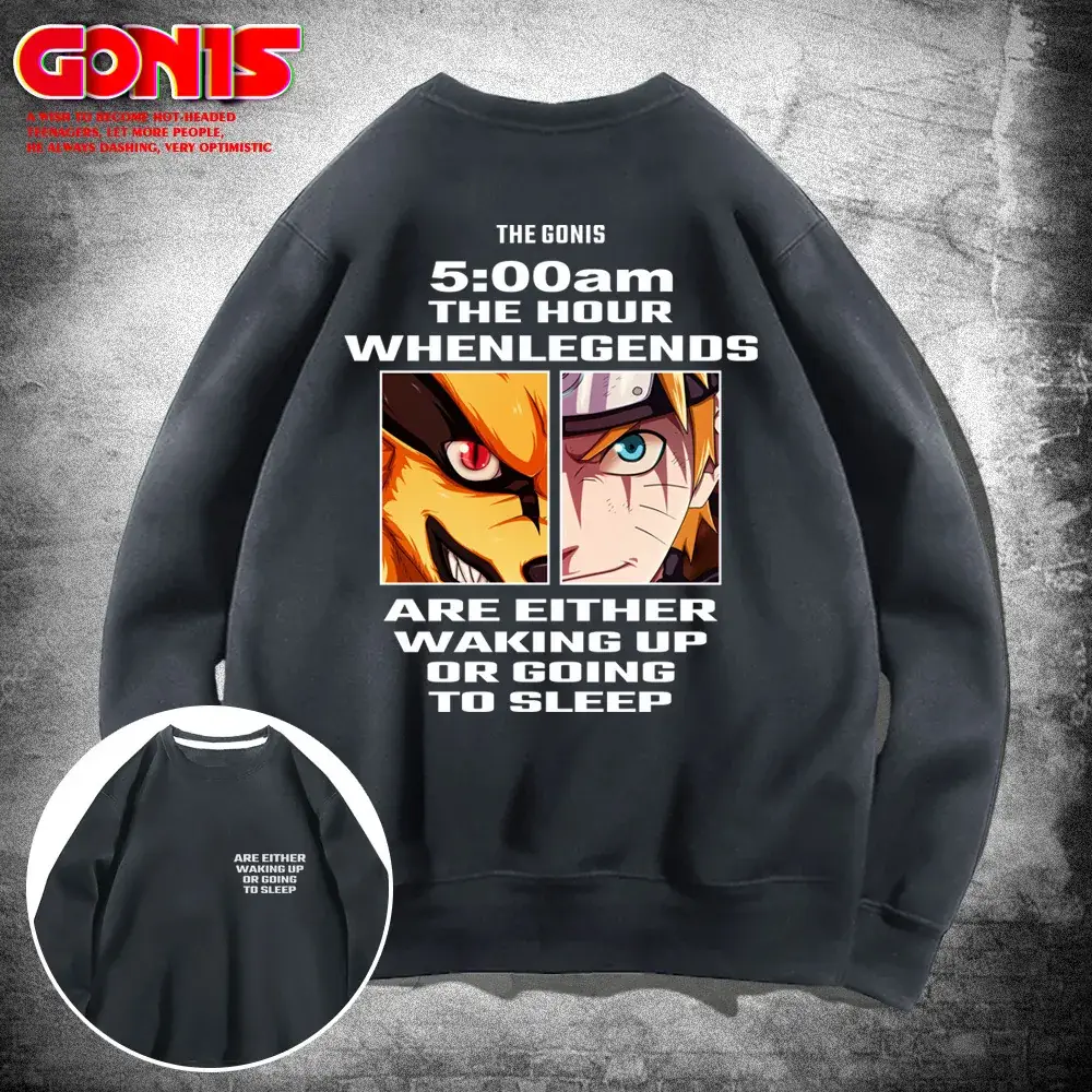 Naruto Anime Crewneck Sweatshirt Black Spring Autumn - Image 9