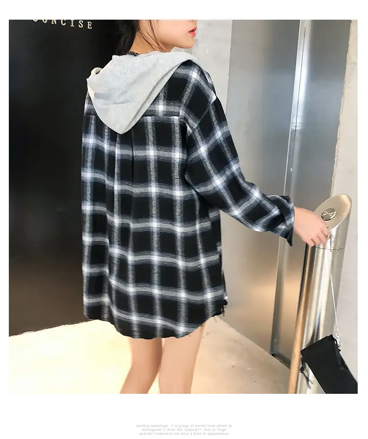 2024 Hooded Plaid Long Sleeve Women's Coat — feature 24