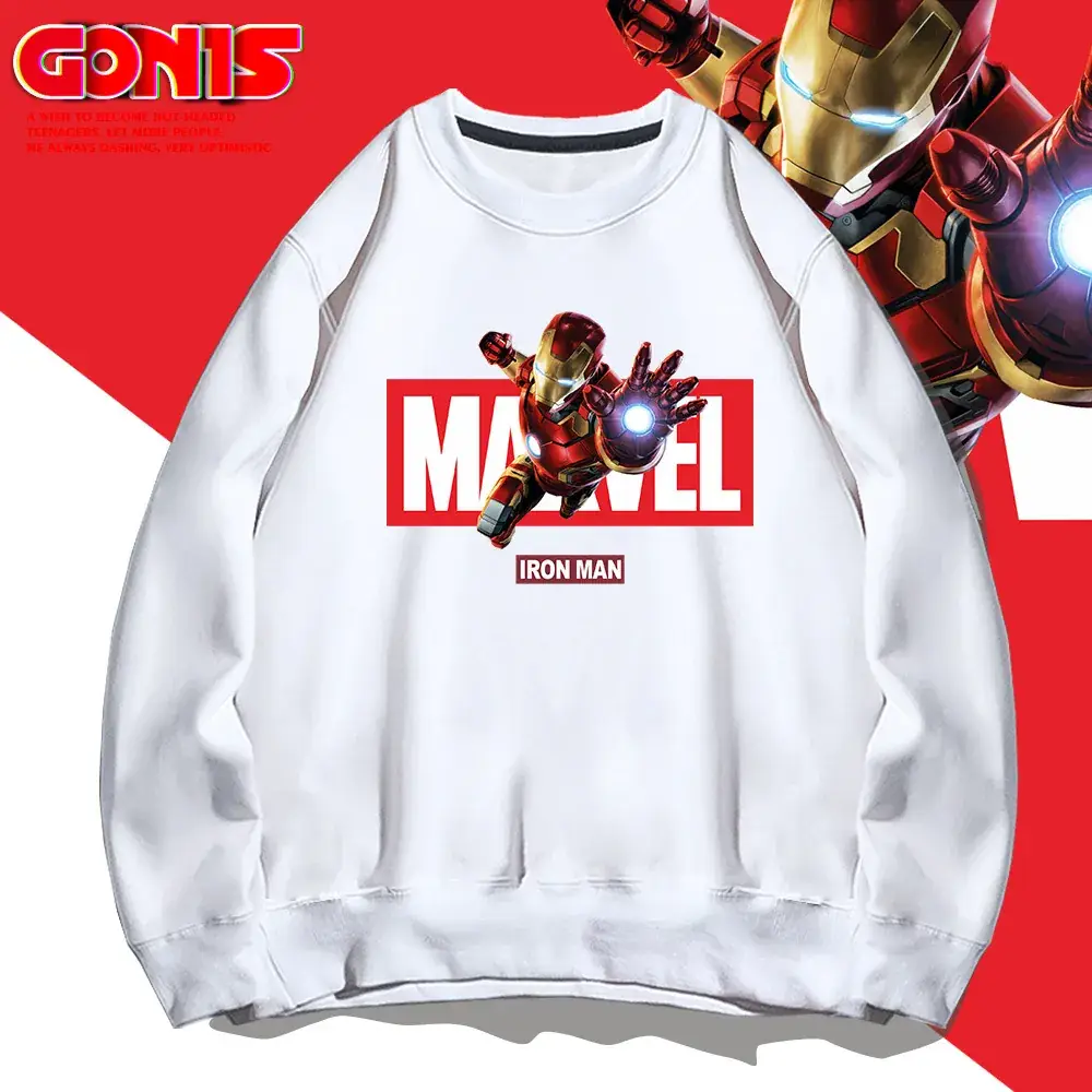 Men Marvel Iron Man Crewneck Sweatshirt White - Image 11