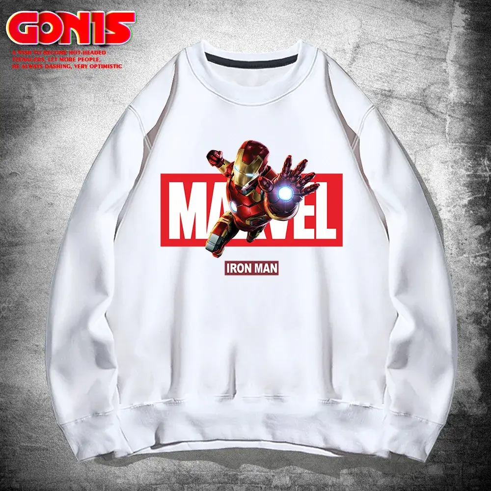 Men Marvel Iron Man Crewneck Sweatshirt White - Image 2