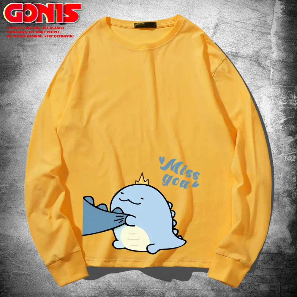 Hippo Dinosaur Long Sleeve Yellow T-Shirt - Image 12