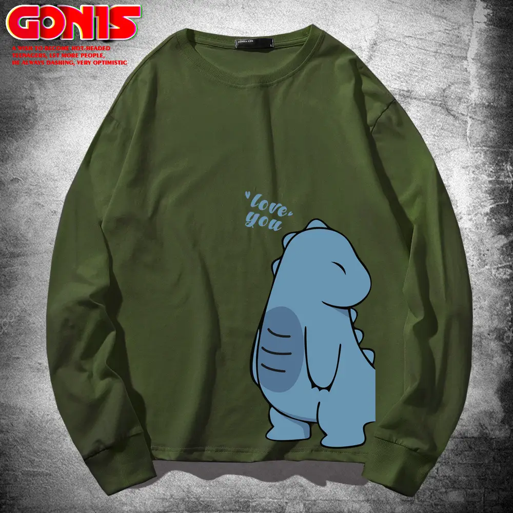 Hippo Dinosaur Long Sleeve Yellow T-Shirt - Image 6