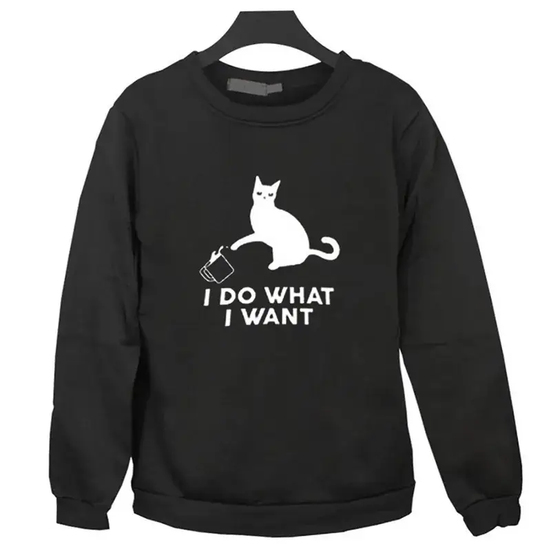 Yellow Cat Print Sweatshirt I Do What I Want