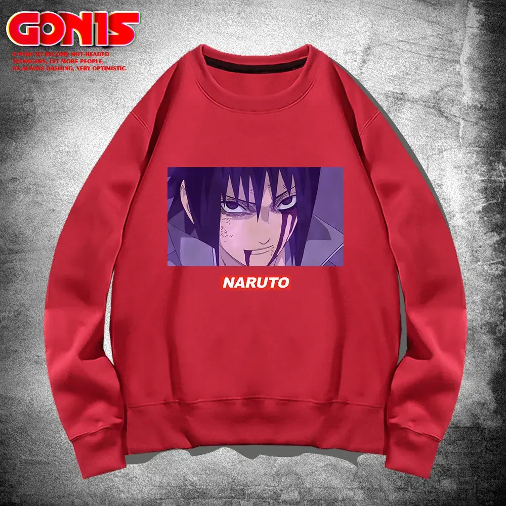 Naruto Anime Print Red Sweatshirt for Men