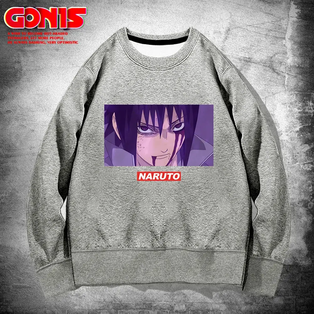 Naruto Anime Print Red Sweatshirt for Men