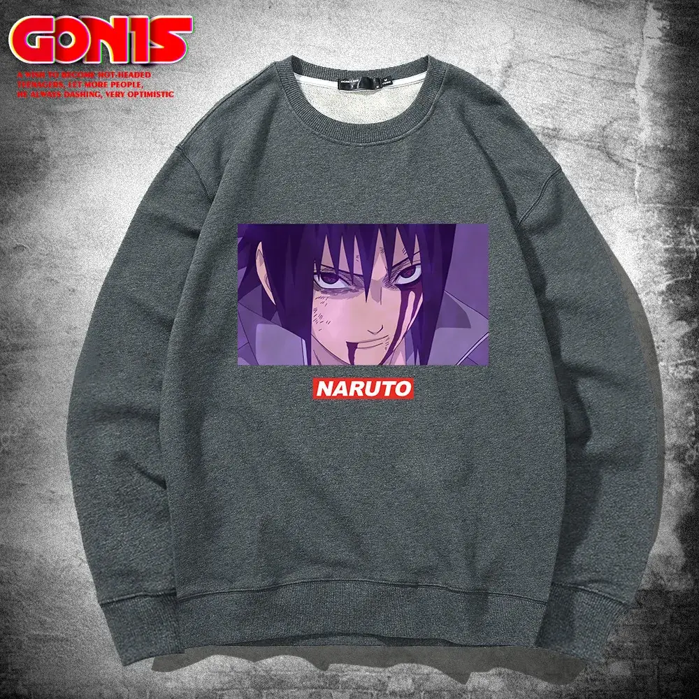 Naruto Anime Print Red Sweatshirt for Men