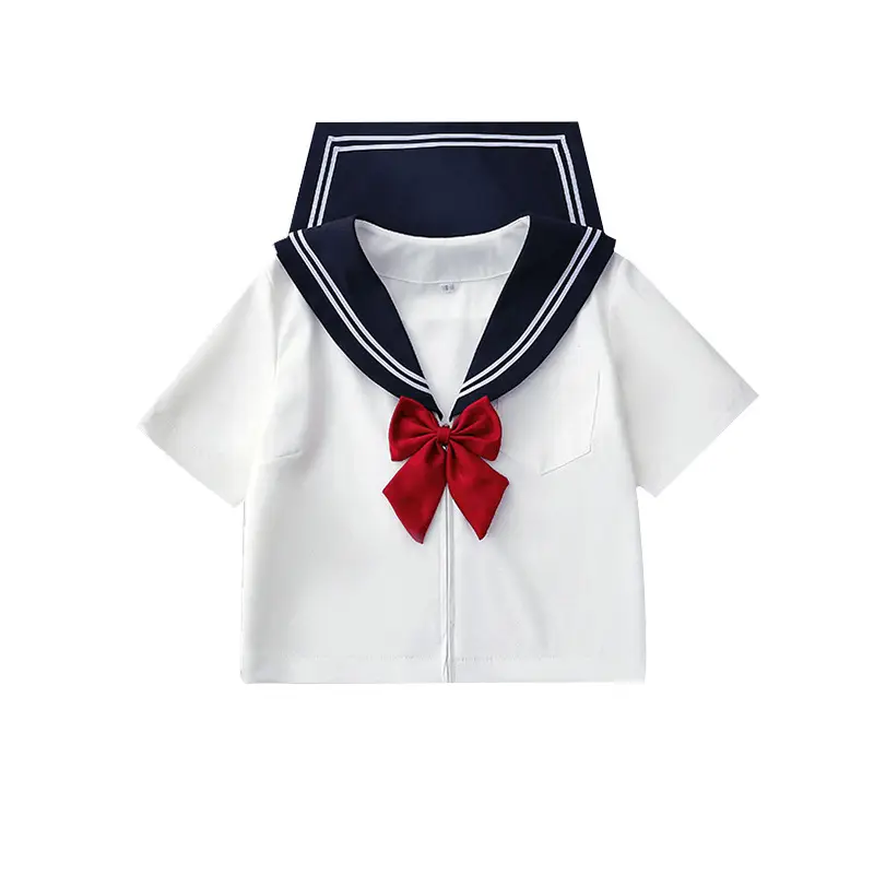Girls College Uniform Black Plaid Skirt Set