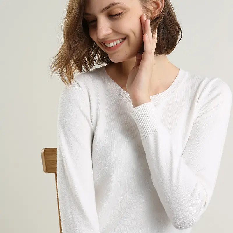 Women's 2019 Round Neck Sweater Top Soft High Elastic Base Shirt - Image 18