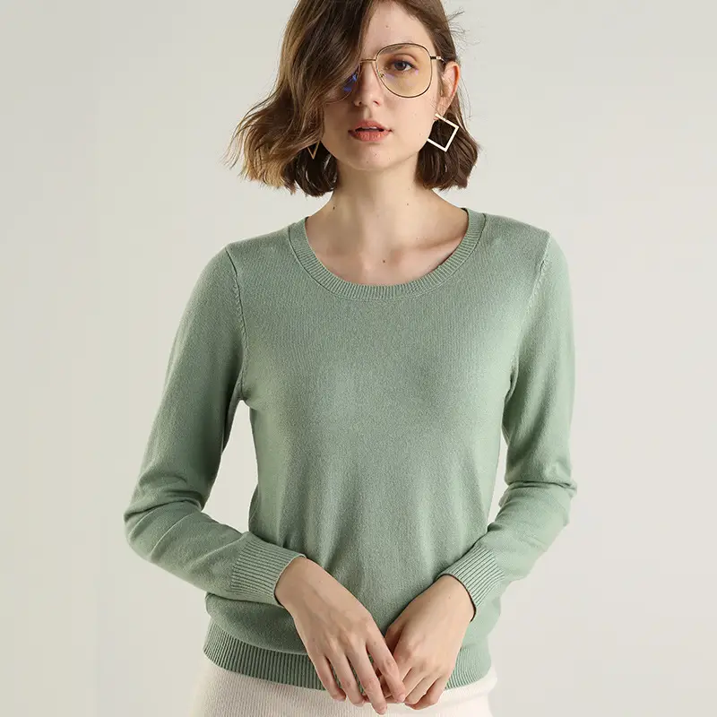 Women's 2019 Round Neck Sweater Top Soft High Elastic Base Shirt - Image 19