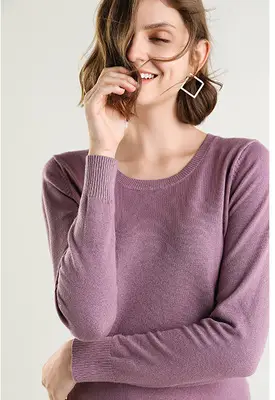 Women's 2019 Round Neck Sweater Top Soft High Elastic Base Shirt - Image 10