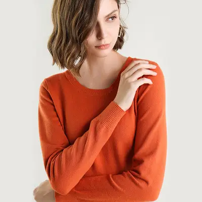 Women's 2019 Round Neck Sweater Top Soft High Elastic Base Shirt - Image 12