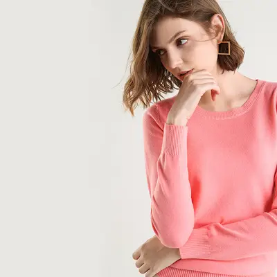 Women's 2019 Round Neck Sweater Top Soft High Elastic Base Shirt - Image 13