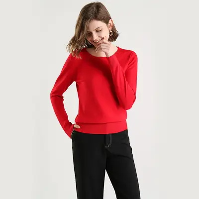 Women's 2019 Round Neck Sweater Top Soft High Elastic Base Shirt - Image 15