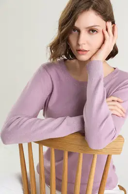 Women's 2019 Round Neck Sweater Top Soft High Elastic Base Shirt - Image 5