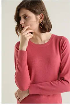 Women's 2019 Round Neck Sweater Top Soft High Elastic Base Shirt - Image 6