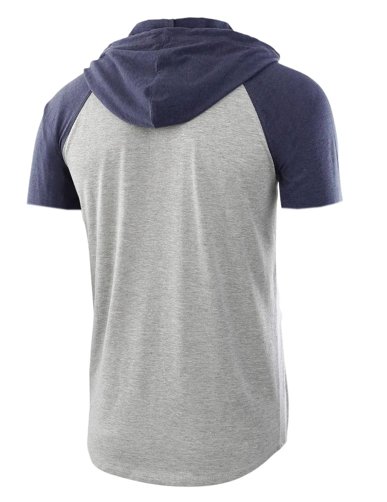 Men Grey Hooded T-Shirt Short Sleeve Cotton — feature 10