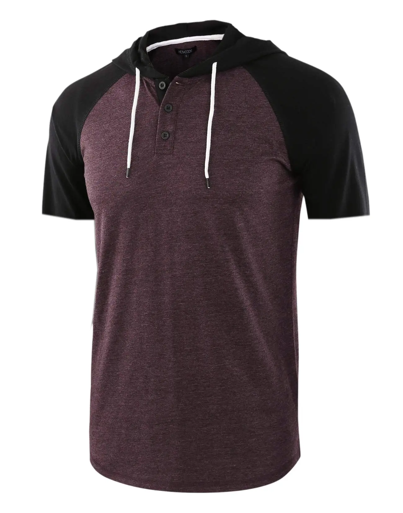 Men Grey Hooded T-Shirt Short Sleeve Cotton — feature 3
