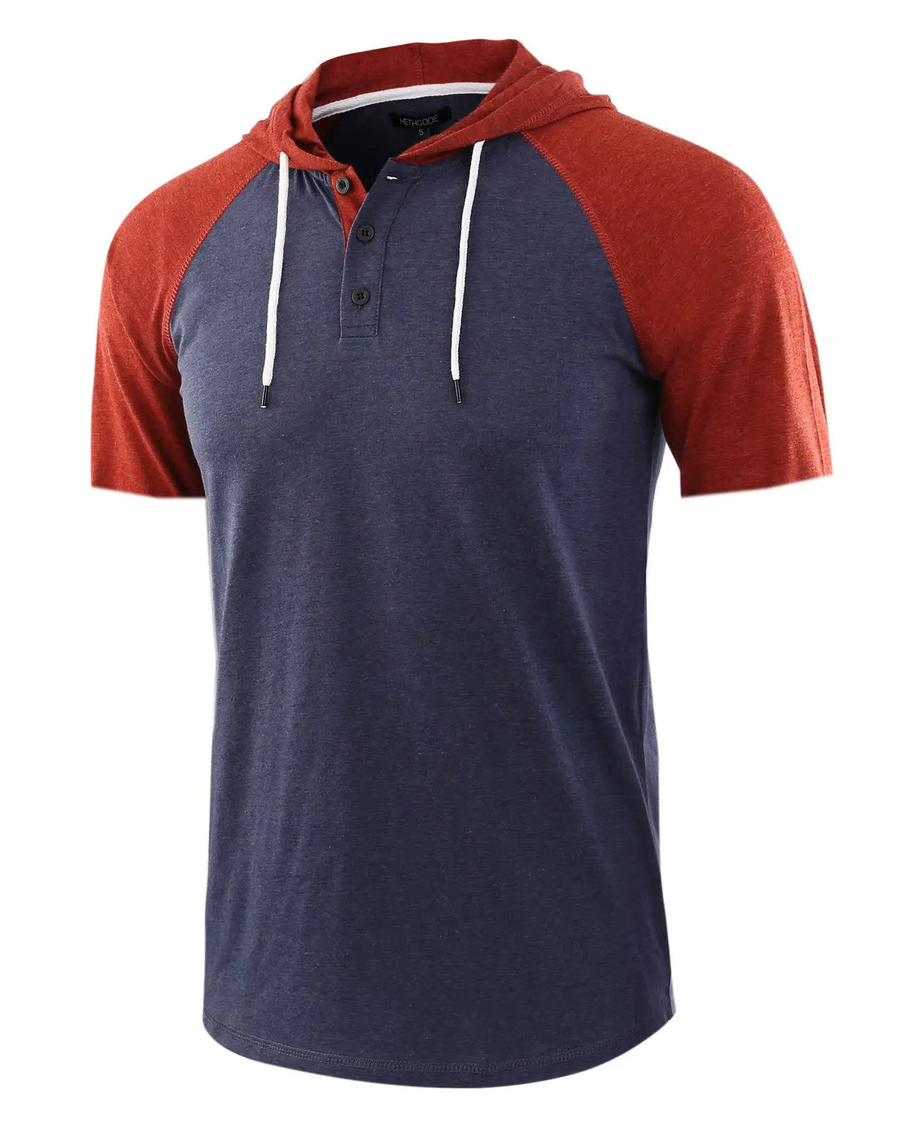 Men Grey Hooded T-Shirt Short Sleeve Cotton — feature 5