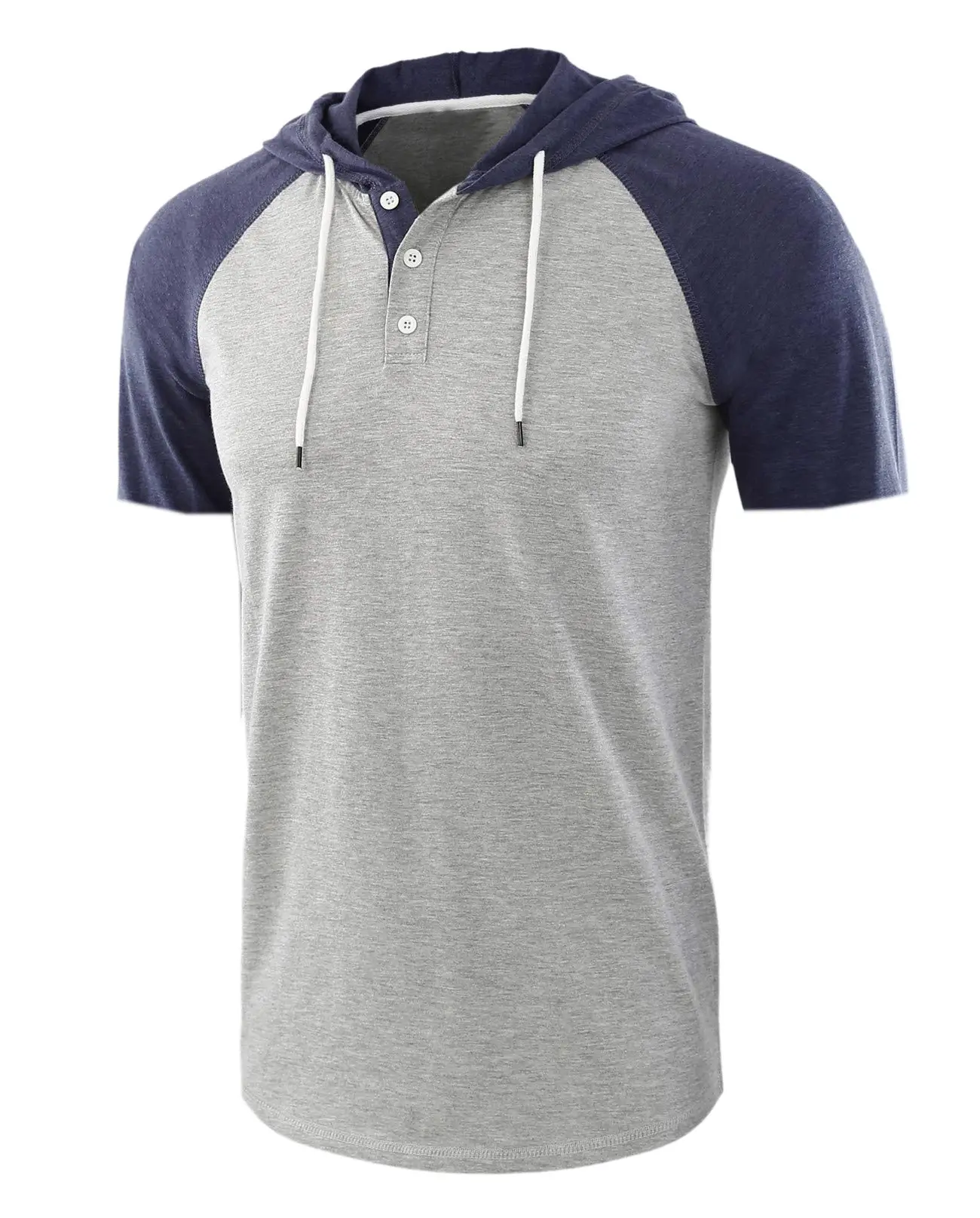 Men Grey Hooded T-Shirt Short Sleeve Cotton — feature 9