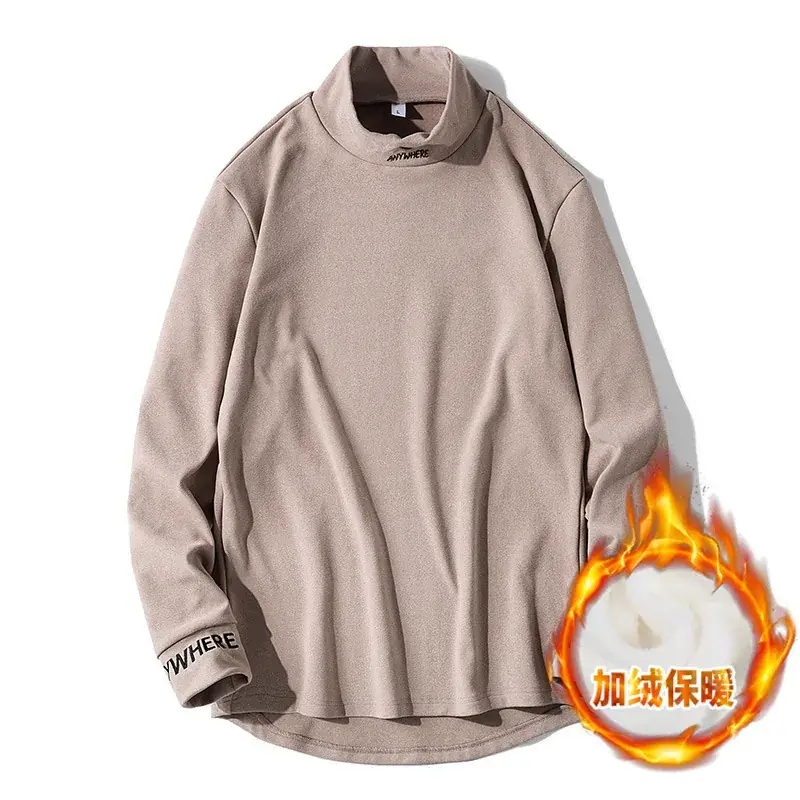 Men's Black Fleece Lined Long Sleeve T-Shirt with Embroidered Details - Image 2