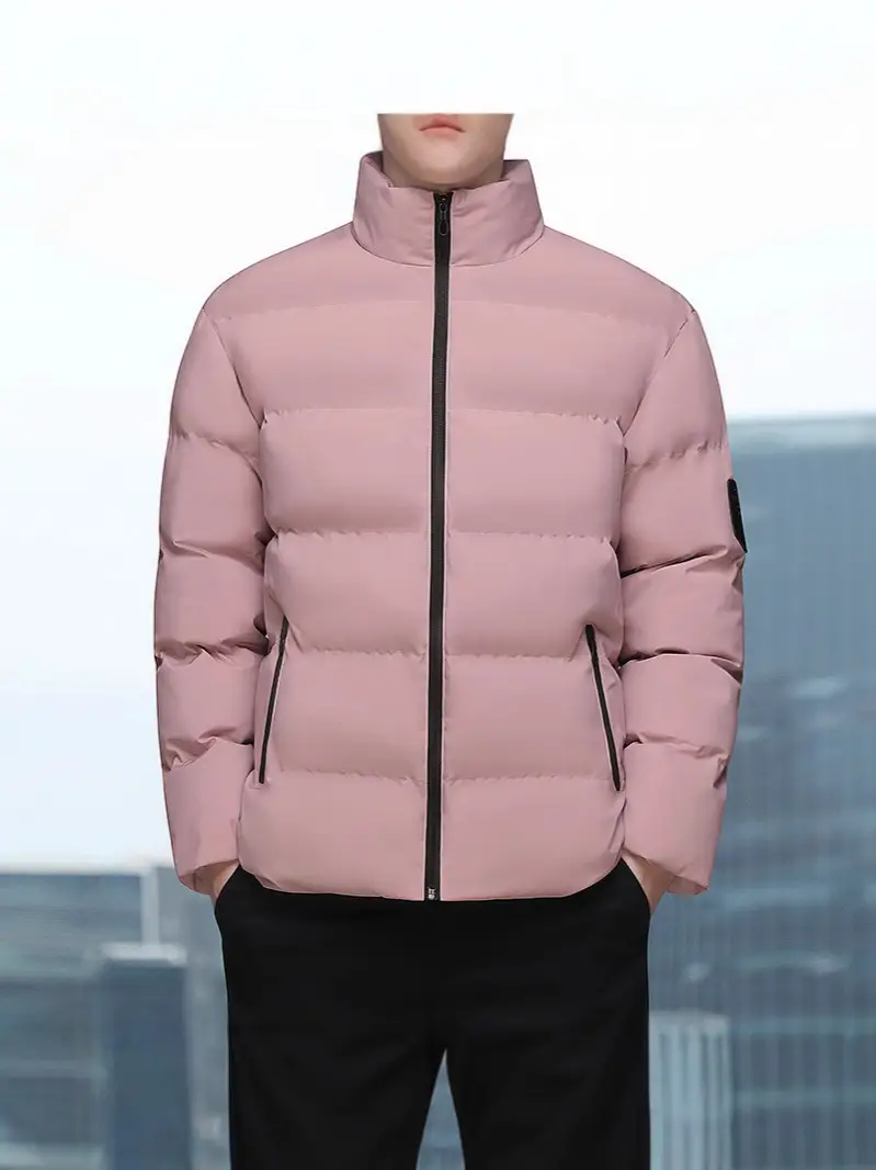 Men's White Fleece Puffer Jacket Slim Fit Winter Wear - Image 9
