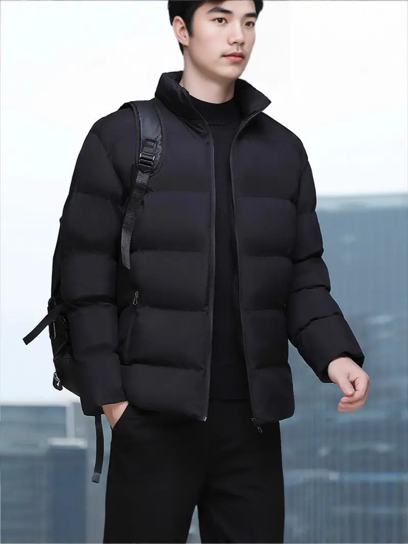 Men's White Fleece Puffer Jacket Slim Fit Winter Wear - Image 10