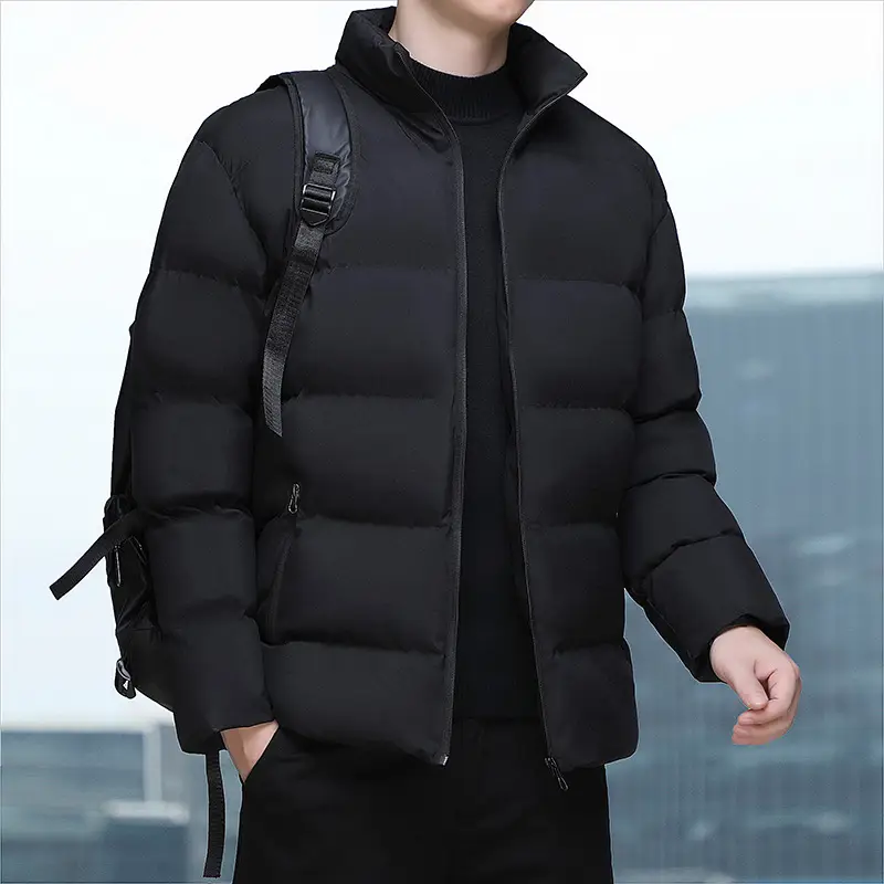 Men's White Fleece Puffer Jacket Slim Fit Winter Wear - Image 2