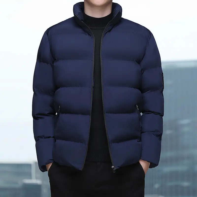 Men's White Fleece Puffer Jacket Slim Fit Winter Wear - Image 3