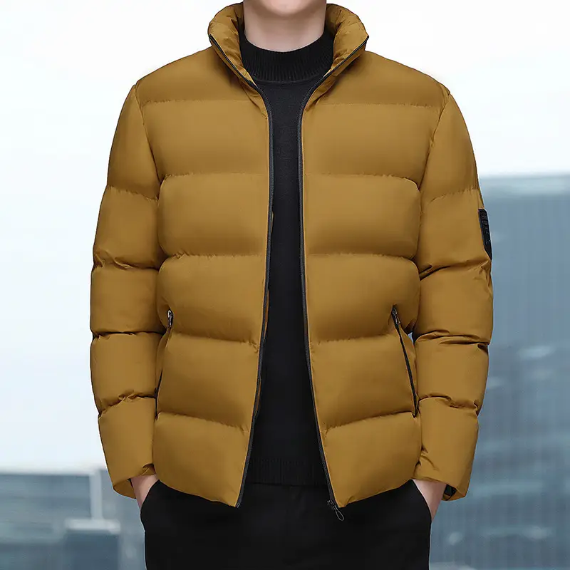 Men's White Fleece Puffer Jacket Slim Fit Winter Wear - Image 5