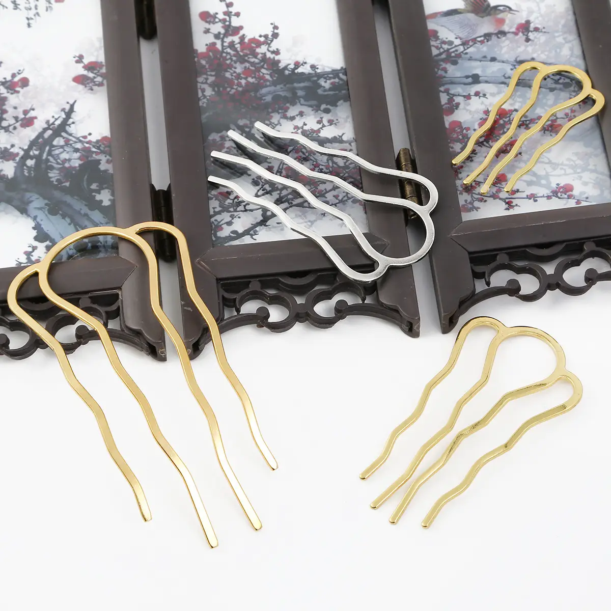 Carb Hairpin DIY Homemade Four Teeth Bridal Wedding Jewelry Vintage - Image 8