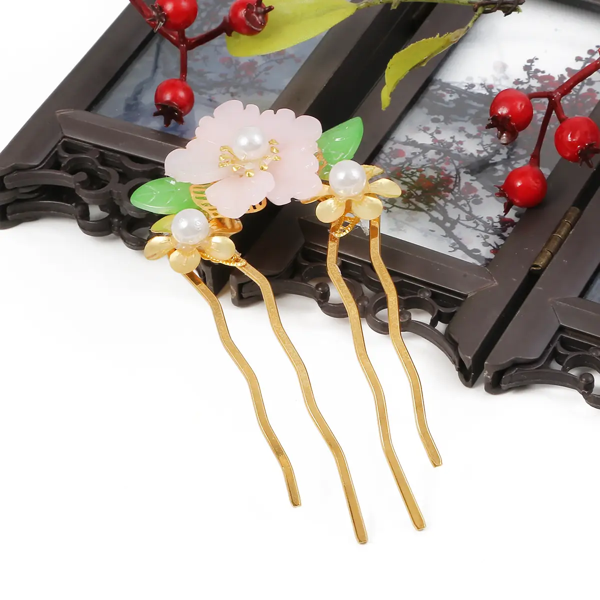 Carb Hairpin DIY Homemade Four Teeth Bridal Wedding Jewelry Vintage - Image 9