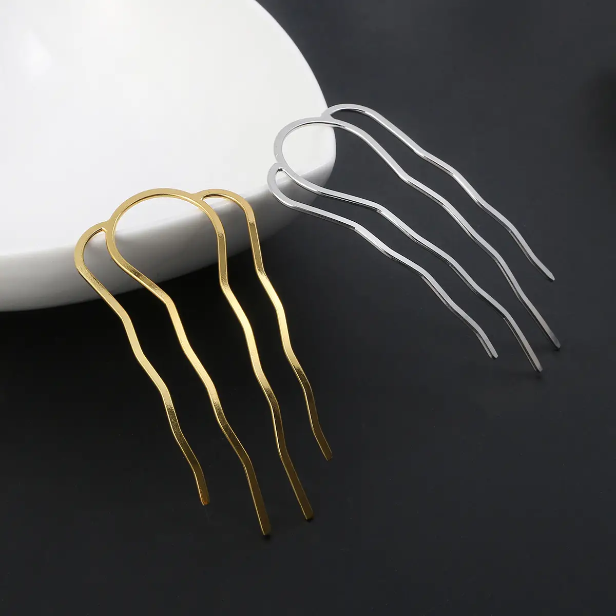 Carb Hairpin DIY Homemade Four Teeth Bridal Wedding Jewelry Vintage - Image 10