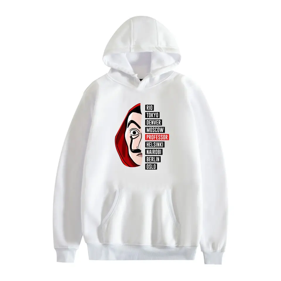 Red Printed Hooded Sweatshirt for Men Women New Perimeter Paper Money Heist - Image 38