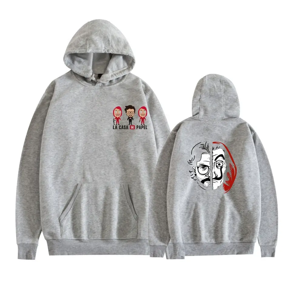 Red Printed Hooded Sweatshirt for Men Women New Perimeter Paper Money Heist - Image 39