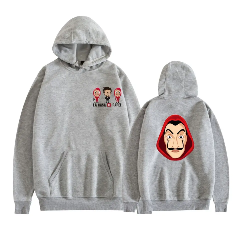 Red Printed Hooded Sweatshirt for Men Women New Perimeter Paper Money Heist - Image 15