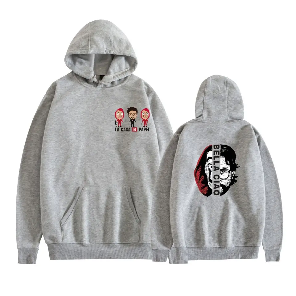 Red Printed Hooded Sweatshirt for Men Women New Perimeter Paper Money Heist - Image 20