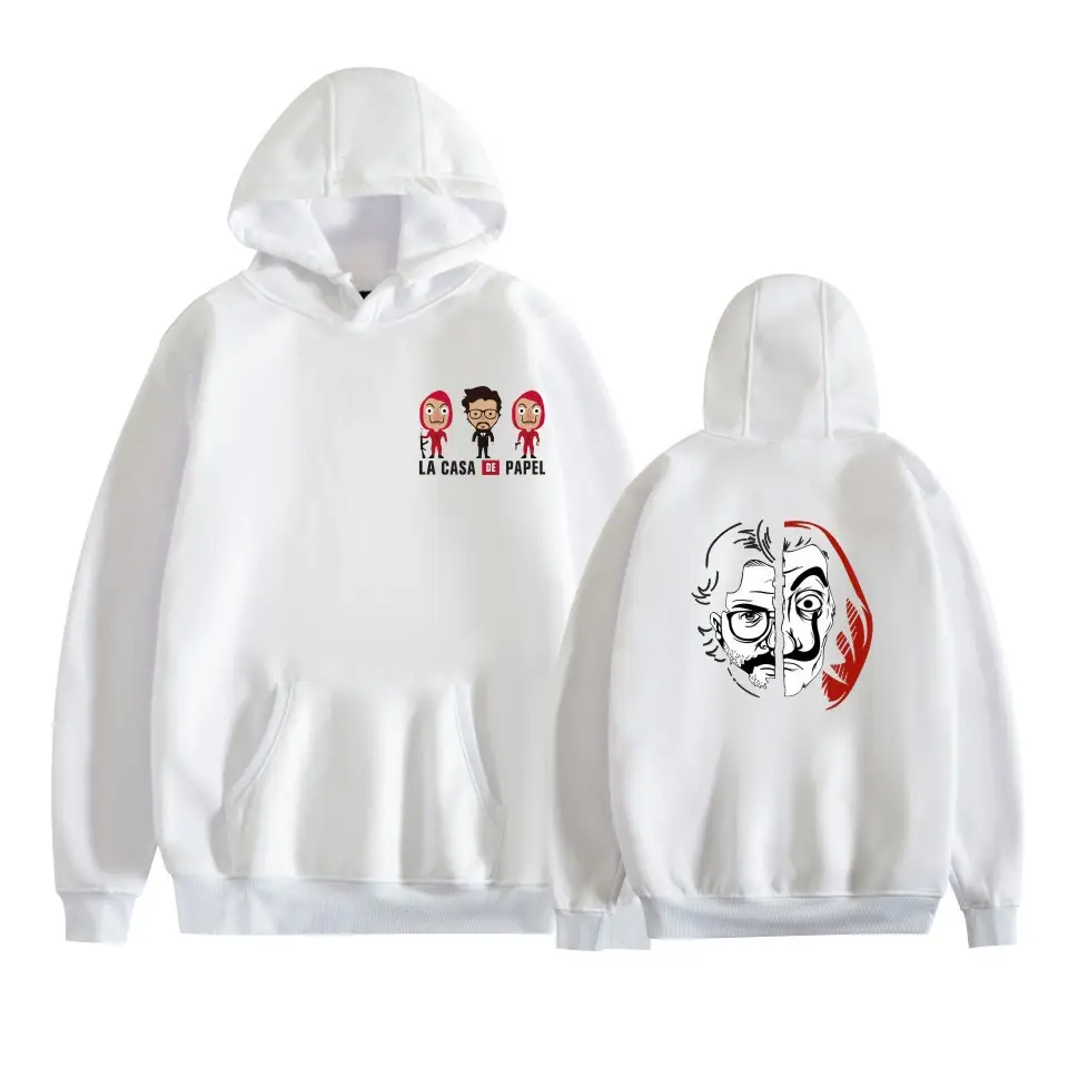 Red Printed Hooded Sweatshirt for Men Women New Perimeter Paper Money Heist - Image 25
