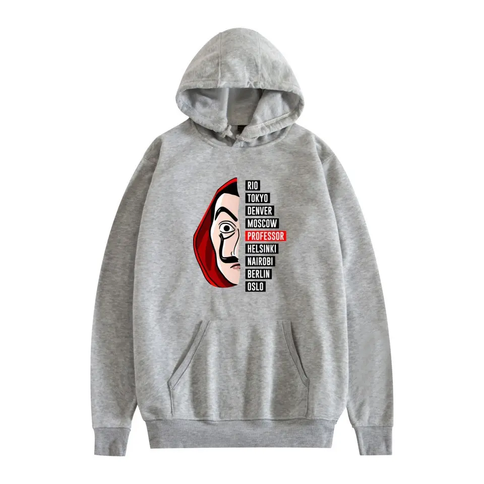 Red Printed Hooded Sweatshirt for Men Women New Perimeter Paper Money Heist - Image 3