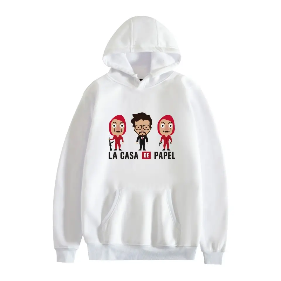 Red Printed Hooded Sweatshirt for Men Women New Perimeter Paper Money Heist - Image 31