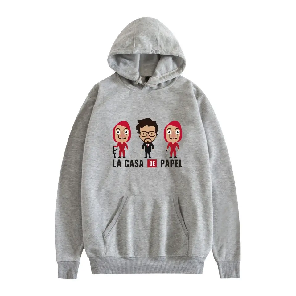 Red Printed Hooded Sweatshirt for Men Women New Perimeter Paper Money Heist - Image 32