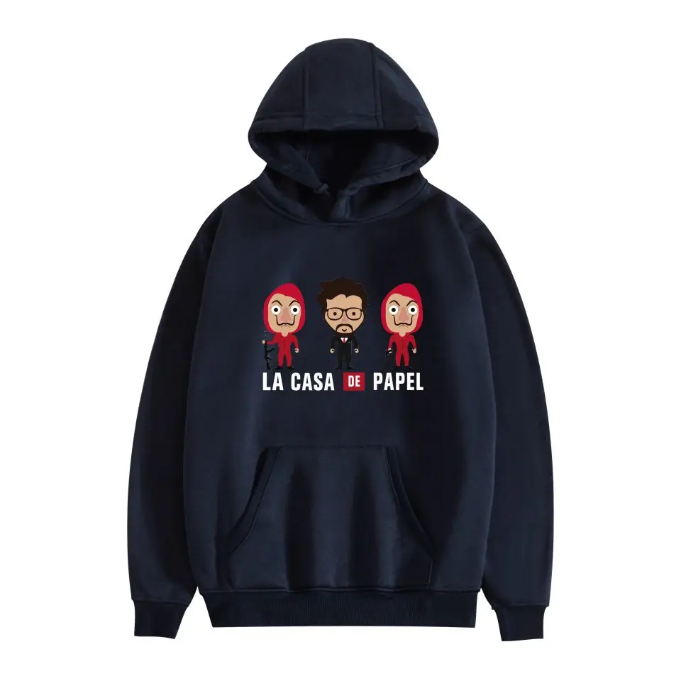 Red Printed Hooded Sweatshirt for Men Women New Perimeter Paper Money Heist - Image 33