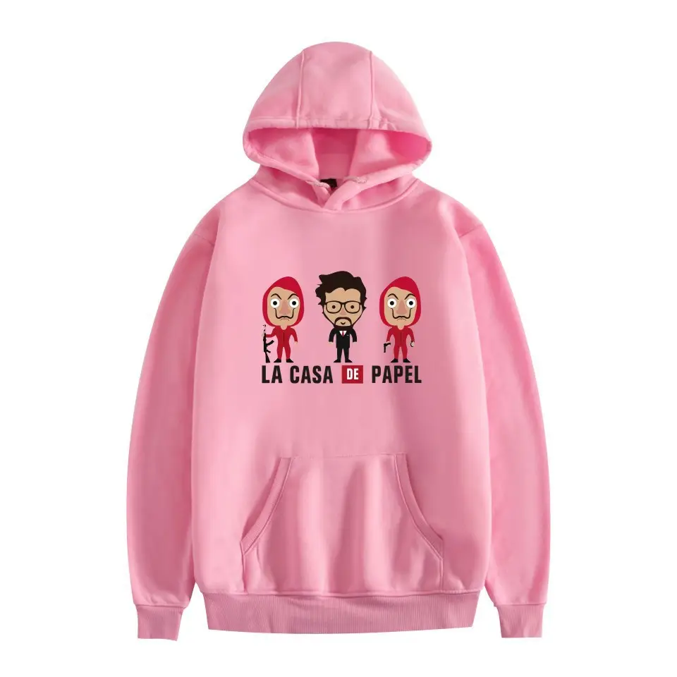 Red Printed Hooded Sweatshirt for Men Women New Perimeter Paper Money Heist - Image 34
