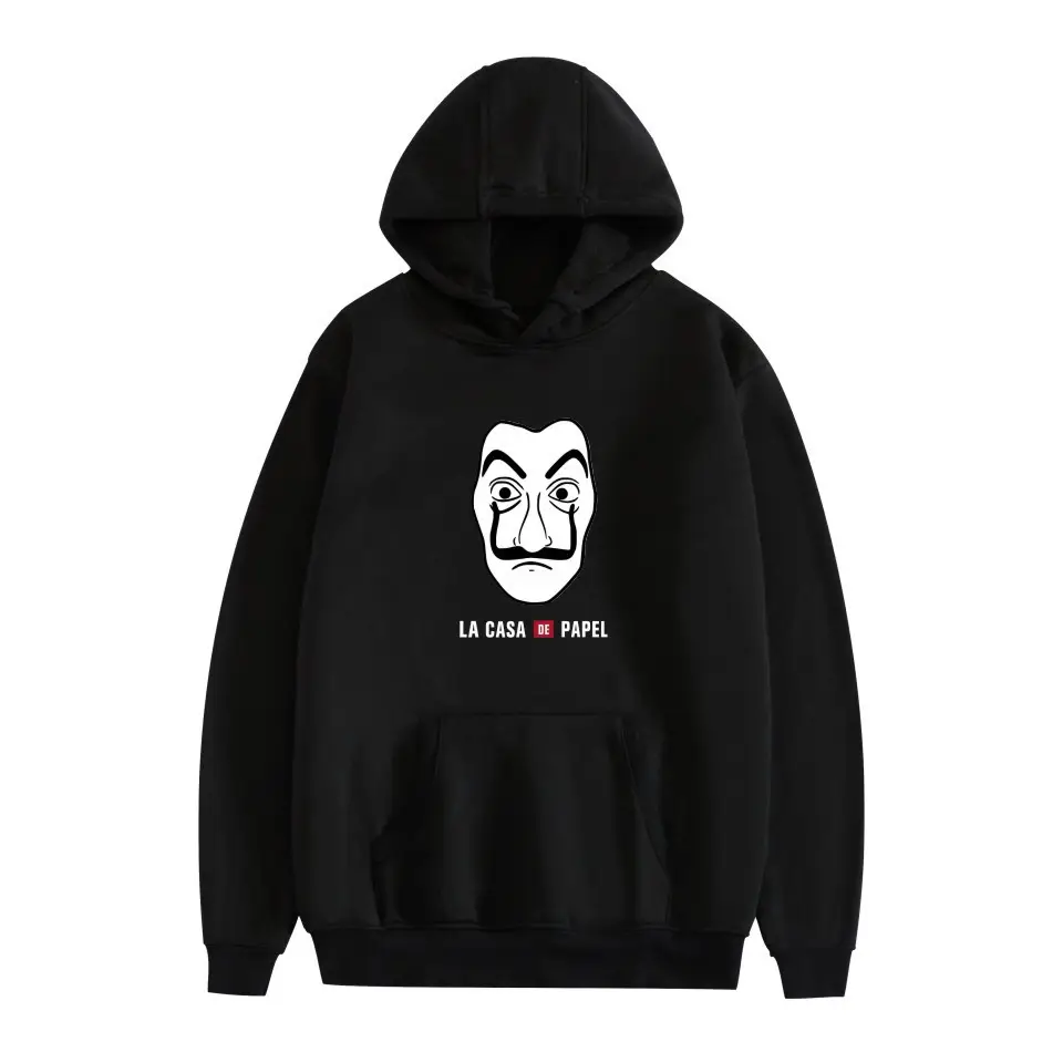 Red Printed Hooded Sweatshirt for Men Women New Perimeter Paper Money Heist - Image 7